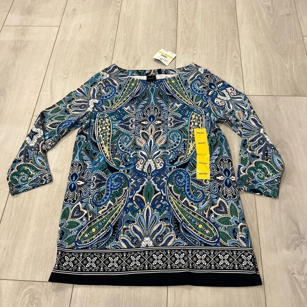 Rafaella Women's 3/4 Sleeve Multicolor Shirt size M